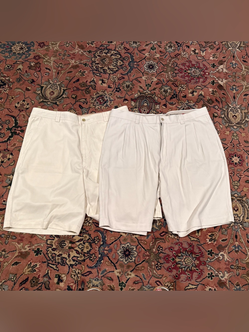 Tommy Bahama White Men's Flat and Pleated Front Shorts Duo